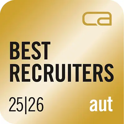 Recruiters Austria 25/26 Gold-badge, ter erkenning van Henkels uitmuntendheid op het vlak van recruitingkwaliteit en kandidaatervaring.